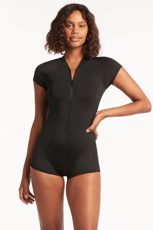 Sea Level Essentials Short Sleeved Boyleg One Piece